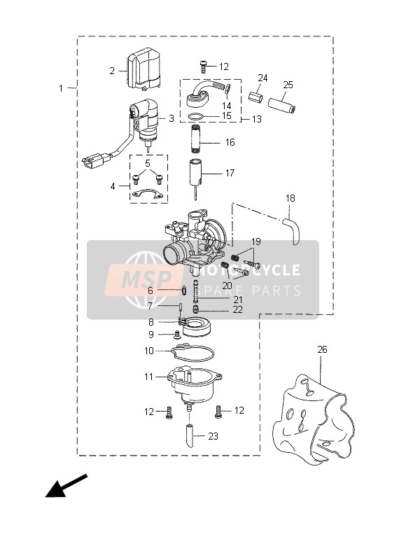 Yamaha CW50 2015 Carburateur voor een 2015 Yamaha CW50